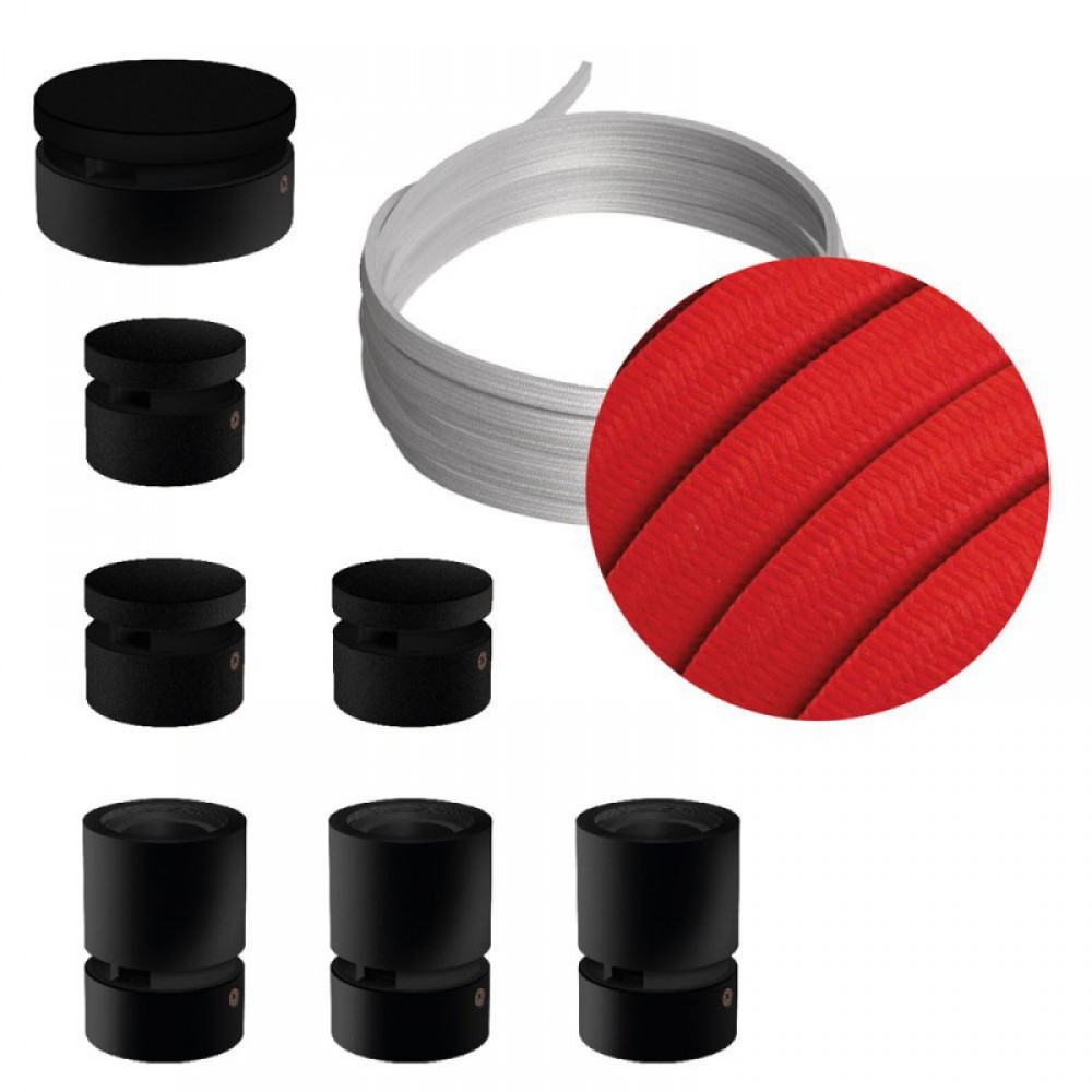 Σύστημα Filé Γιρλάντα Γραμμικό DIY Kit- 5m Καλώδιο Γιρλάντας και 7 Ξύλινα Αξεσουάρ Εσωτερικού Χώρου Μαύρα - Creative Cables