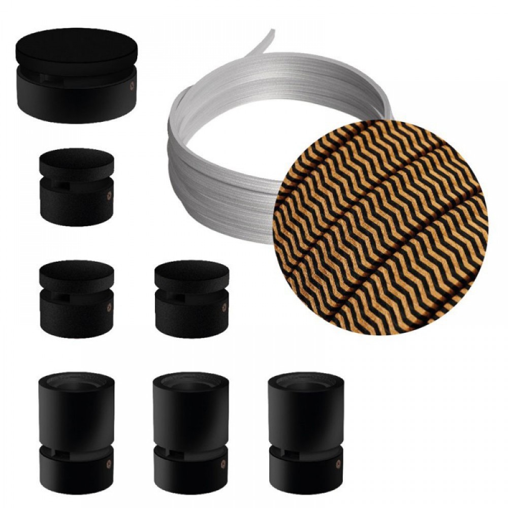 Σύστημα Filé Γιρλάντα Γραμμικό DIY Kit- 5m Καλώδιο Γιρλάντας και 7 Ξύλινα Αξεσουάρ Εσωτερικού Χώρου Μαύρα - Creative Cables