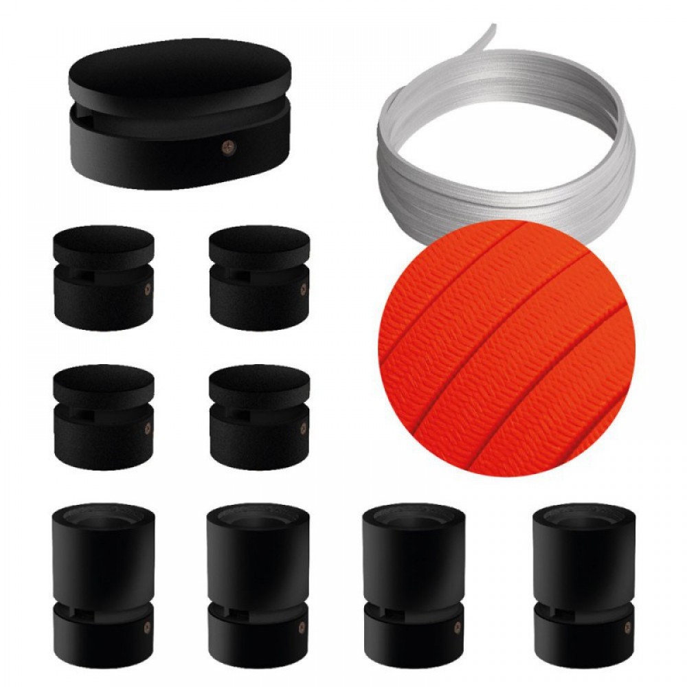 Σύστημα Filé Γιρλάντα Συμμετρικό DIY Kit - 5m Καλώδιο Γιρλάντας και 9 Ξύλινα Αξεσουάρ Εσωτερικού Χώρου Μαύρα - Creative Cables