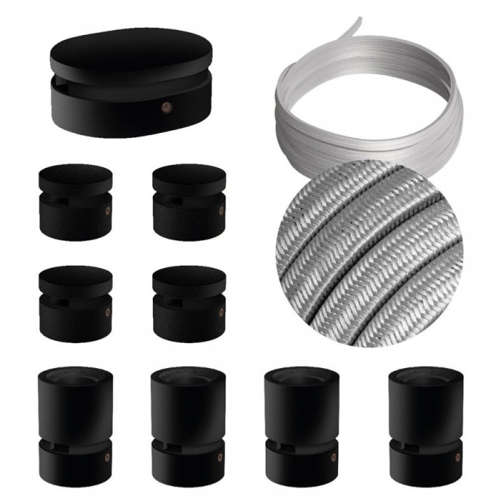 Σύστημα Filé Γιρλάντα Συμμετρικό DIY Kit - 5m Καλώδιο Γιρλάντας και 9 Ξύλινα Αξεσουάρ Εσωτερικού Χώρου Μαύρα - Creative Cables