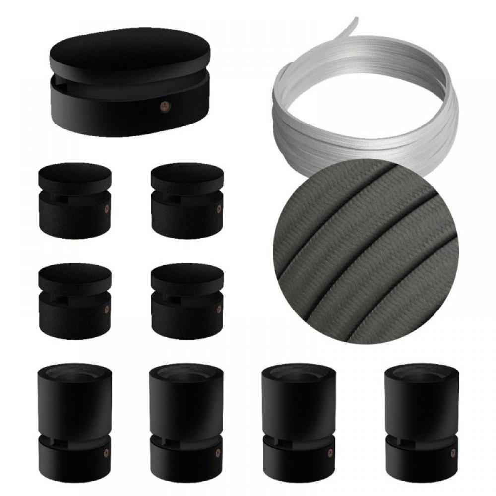 Σύστημα Filé Γιρλάντα Συμμετρικό DIY Kit - 5m Καλώδιο Γιρλάντας και 9 Ξύλινα Αξεσουάρ Εσωτερικού Χώρου Μαύρα - Creative Cables