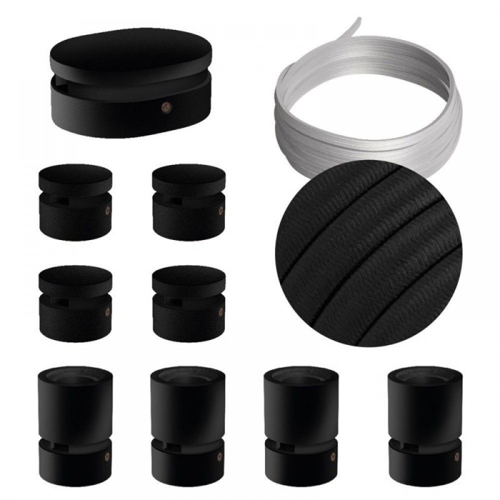 Σύστημα Filé Γιρλάντα Συμμετρικό DIY Kit - 5m Καλώδιο Γιρλάντας και 9 Ξύλινα Αξεσουάρ Εσωτερικού Χώρου Μαύρα - Creative Cables