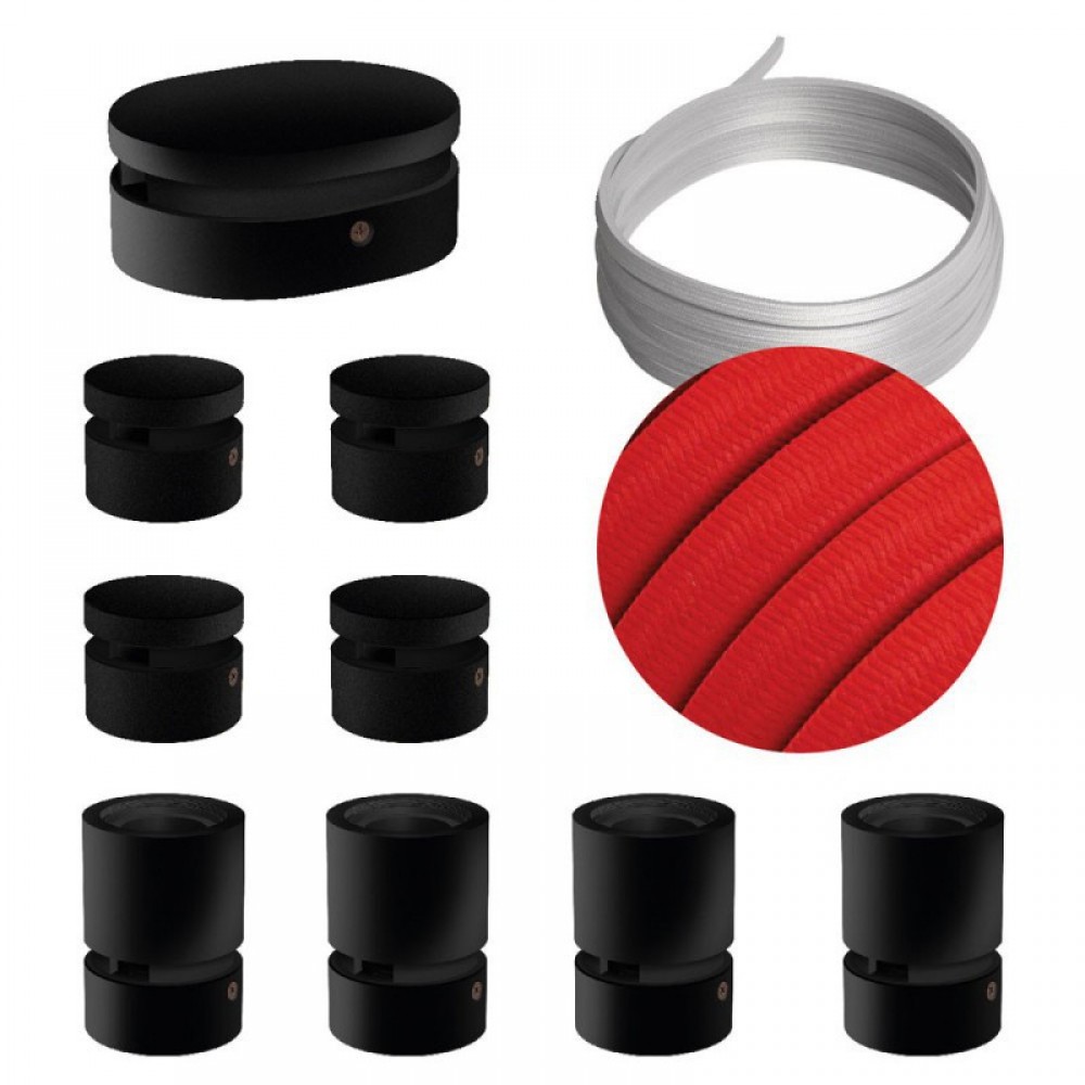 Σύστημα Filé Γιρλάντα Συμμετρικό DIY Kit - 5m Καλώδιο Γιρλάντας και 9 Ξύλινα Αξεσουάρ Εσωτερικού Χώρου Μαύρα - Creative Cables