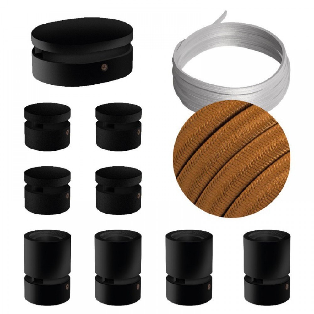 Σύστημα Filé Γιρλάντα Συμμετρικό DIY Kit - 5m Καλώδιο Γιρλάντας και 9 Ξύλινα Αξεσουάρ Εσωτερικού Χώρου Μαύρα - Creative Cables