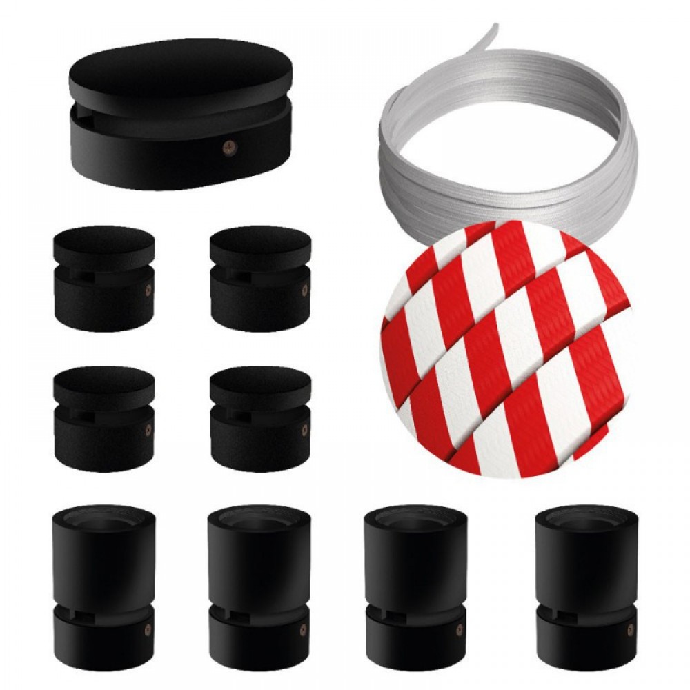 Σύστημα Filé Γιρλάντα Συμμετρικό DIY Kit - 5m Καλώδιο Γιρλάντας και 9 Ξύλινα Αξεσουάρ Εσωτερικού Χώρου Μαύρα - Creative Cables