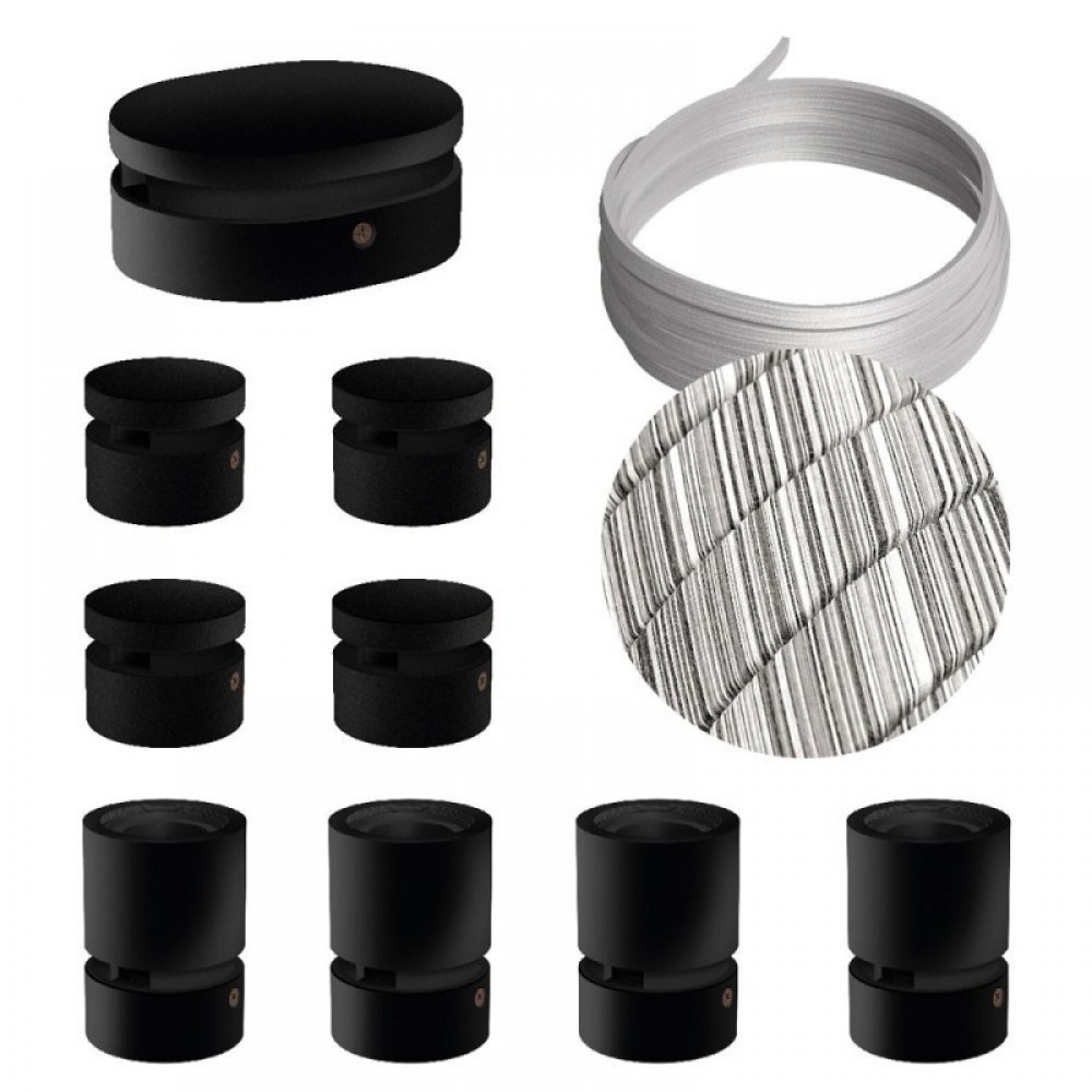 Σύστημα Filé Γιρλάντα Συμμετρικό DIY Kit - 5m Καλώδιο Γιρλάντας και 9 Ξύλινα Αξεσουάρ Εσωτερικού Χώρου Μαύρα - Creative Cables