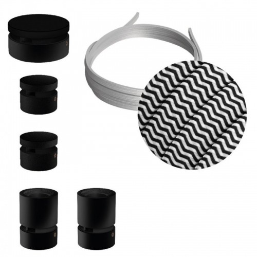 Σύστημα Filé Γιρλάντα Ζιγκ-Ζαγκ Wiggle DIY Kit - 3m Καλώδιο Γιρλάντας Και 5 Ξύλινα Αξεσουάρ Εσωτερικού χώρου Μαύρα - Creative Cables