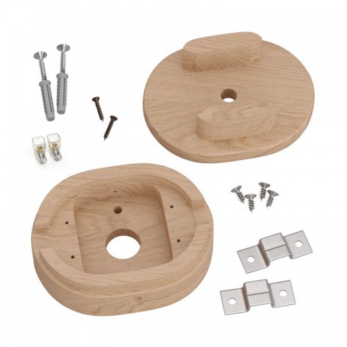 Ξύλινο Εξάρτημα Ροζέτα Οβάλ DIY με 1 Τρύπα στο Κέντρο και 2 Τρύπες στο Πλάι για Καλώδιο Γιρλάντας - Σειρά Filé - Creative Cables