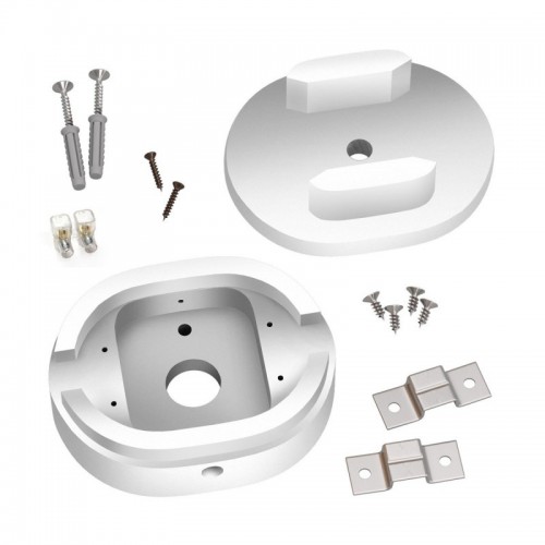 Ξύλινο Εξάρτημα Ροζέτα Οβάλ DIY με 1 Τρύπα στο Κέντρο και 2 Τρύπες στο Πλάι για Καλώδιο Γιρλάντας Λευκό - Σειρά Filé - Creative Cables