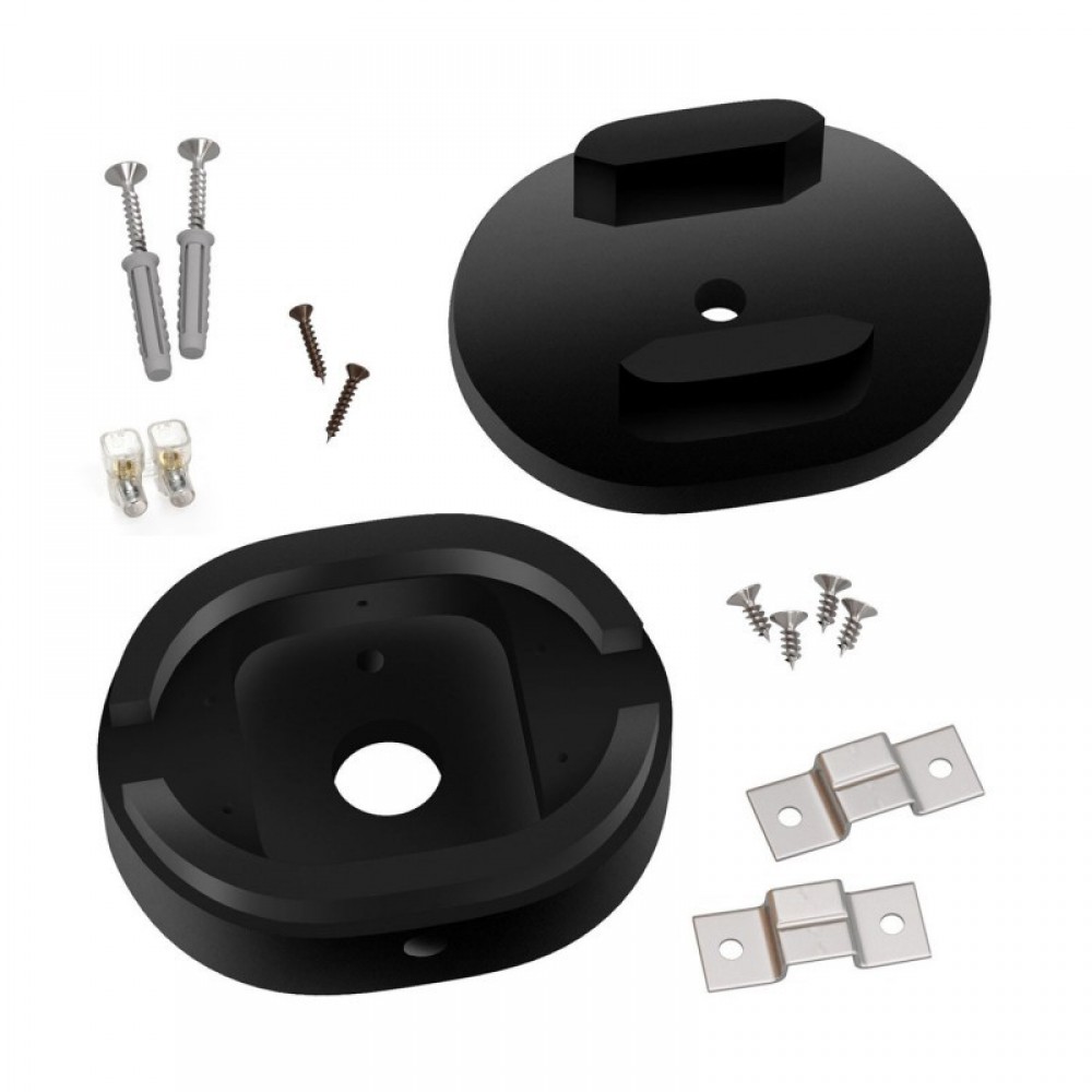 Ξύλινο Εξάρτημα Ροζέτα Οβάλ DIY με 1 Τρύπα στο Κέντρο και 2 Τρύπες στο Πλάι για Καλώδιο Γιρλάντας Μαύρο - Σειρά Filé - Creative Cables