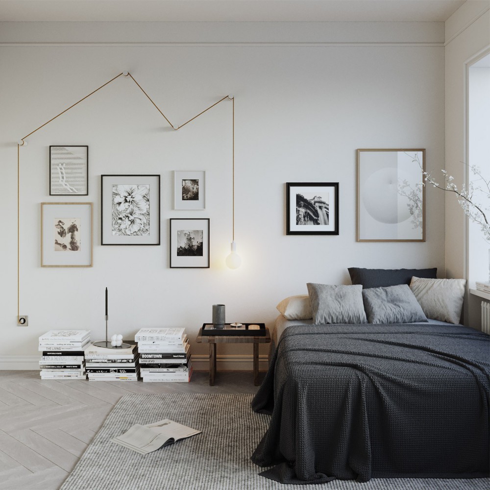 Φορητό Φωτιστικό Snake με μεταλλικό ντουί και φις, με 4 στηρίγματα τοίχου Rolé - Λευκό - Creative Cables