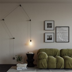 Φορητό Φωτιστικό Snake με μεταλλικό ντουί και φις, με 4 στηρίγματα τοίχου Rolé - Μαύρο - Creative Cables