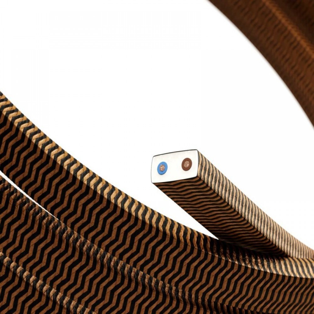 Πλακέ Υφασμάτινο Καλώδιο για Γιρλάντα Creative Cables - Χάλκινο-Μαύρο CZ22