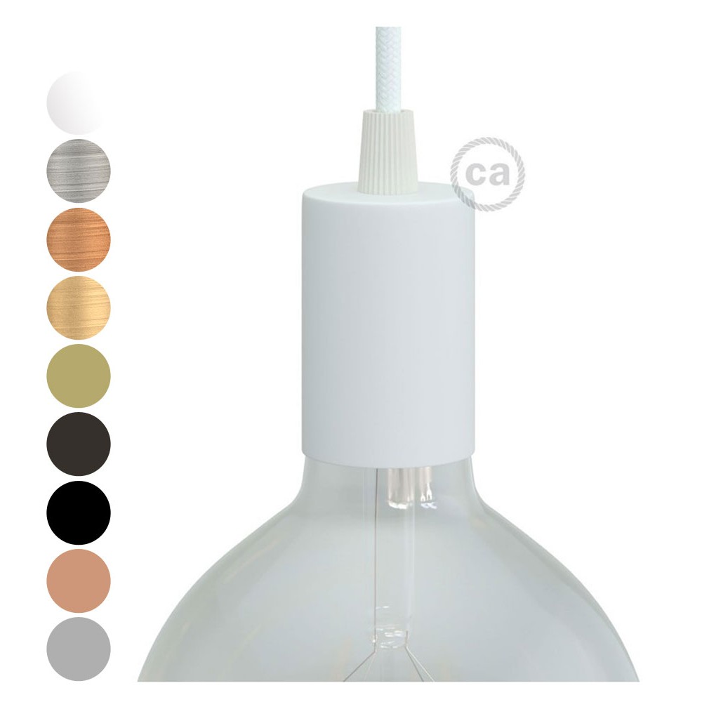 Ντουί Μεταλλικό Πλακέ E27, Μπρονζέ Με Στήριγμα Καλωδίου - Creative Cables