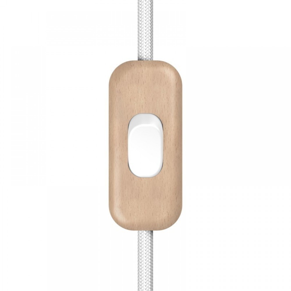 Διακοπτάκι Ενδιάμεσο Creative Switch Χρώμα Φυσικού Ξύλου - Λευκό - Creative Cables