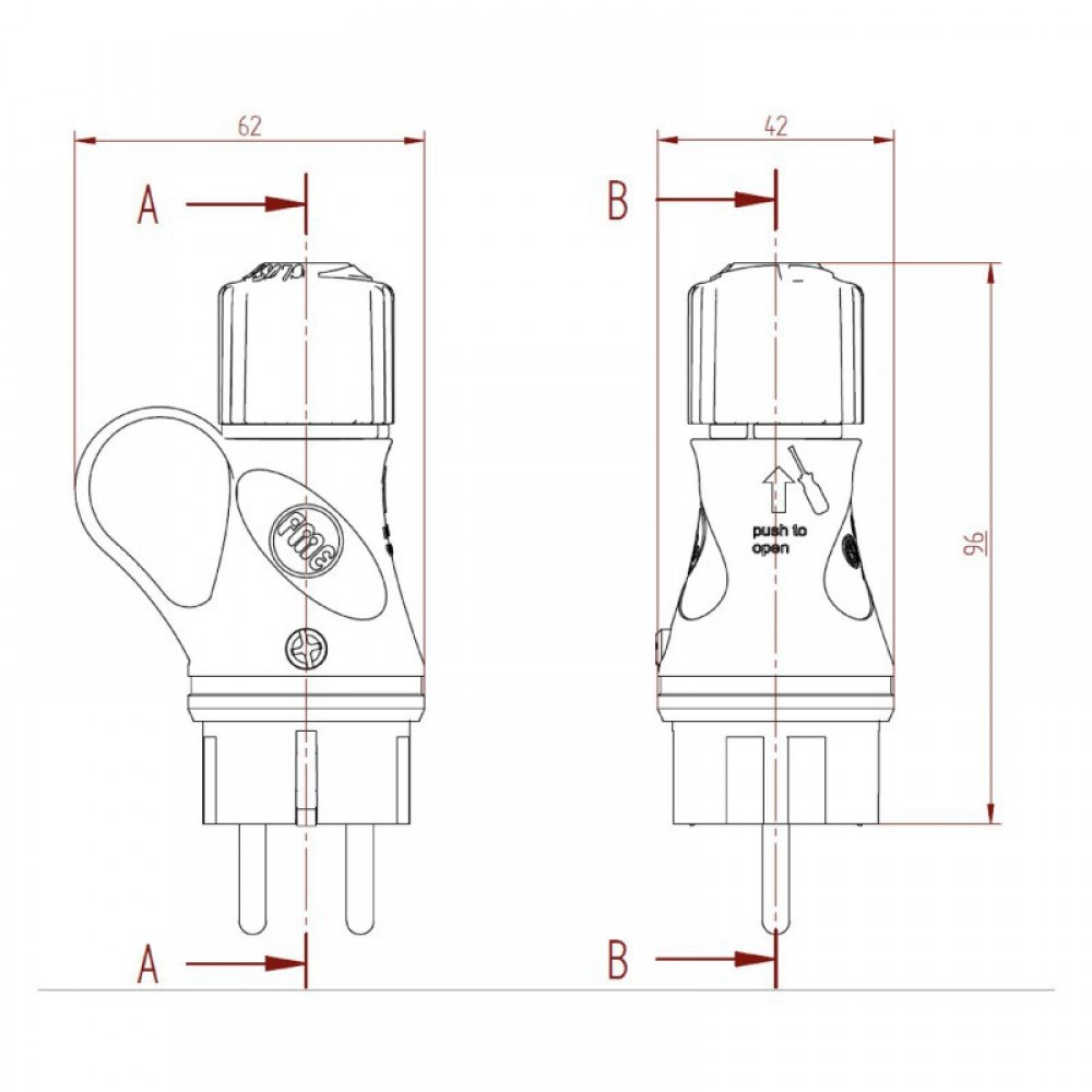 Μαύρο Φις Σούκο με Δαχτυλίδι 16A 250V IP44 για το Σύστημα EIVA - Creative Cables