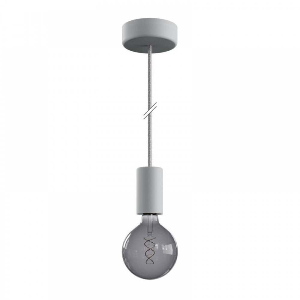 Κρεμαστό Φωτιστικό Εξωτερικού Χώρου EIVA ELEGANT Γκρι με 1,5m Υφασμάτινο Καλώδιο, Ροζέτα Σιλικόνης Και Στεγανό Ντουί IP65 - Creative Cables