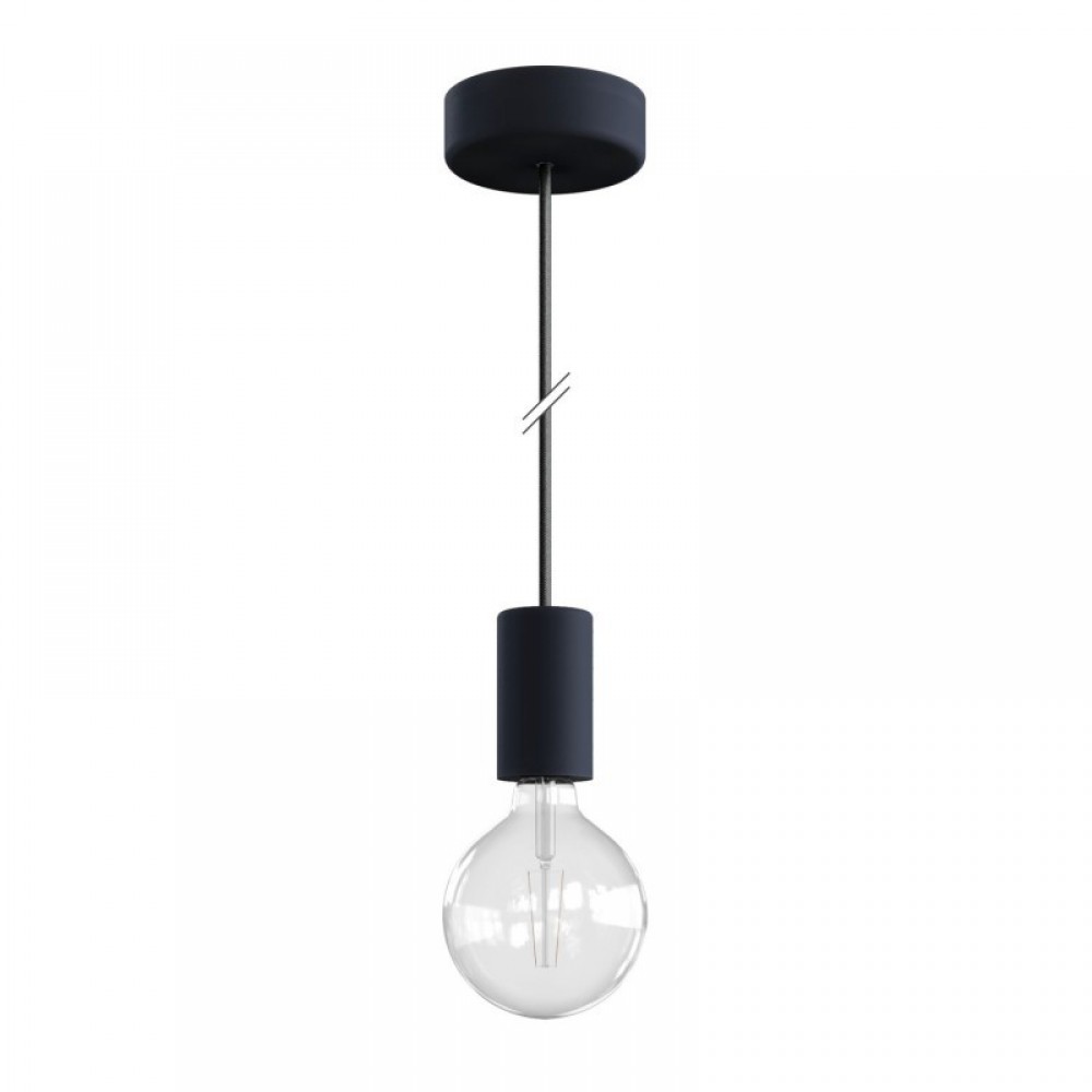 Κρεμαστό Φωτιστικό Εξωτερικού Χώρου EIVA ELEGANT Γραφίτη με 1,5m Υφασμάτινο Καλώδιο, Ροζέτα Σιλικόνης Και Στεγανό Ντουί IP65 - Creative Cables