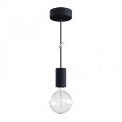 Κρεμαστό Φωτιστικό Εξωτερικού Χώρου EIVA ELEGANT Γραφίτη με 1,5m Υφασμάτινο Καλώδιο, Ροζέτα Σιλικόνης Και Στεγανό Ντουί IP65 - Creative Cables