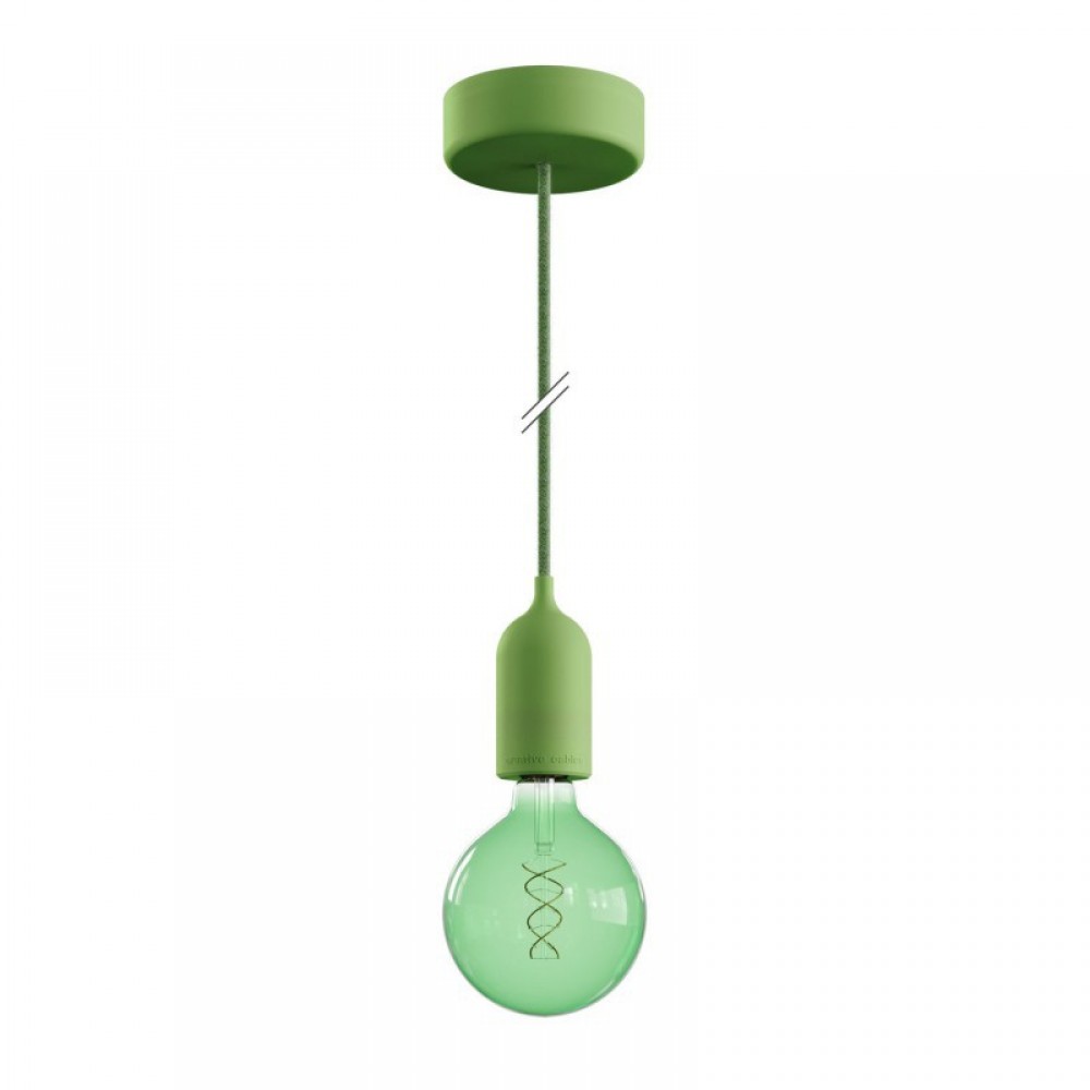 Κρεμαστό Φωτιστικό Εξωτερικού Χώρου EIVA PASTEL Πράσινο με 1,5m Υφασμάτινο Καλώδιο, Ροζέτα Σιλικόνης Και Στεγανό Ντουί IP65 - Creative Cables