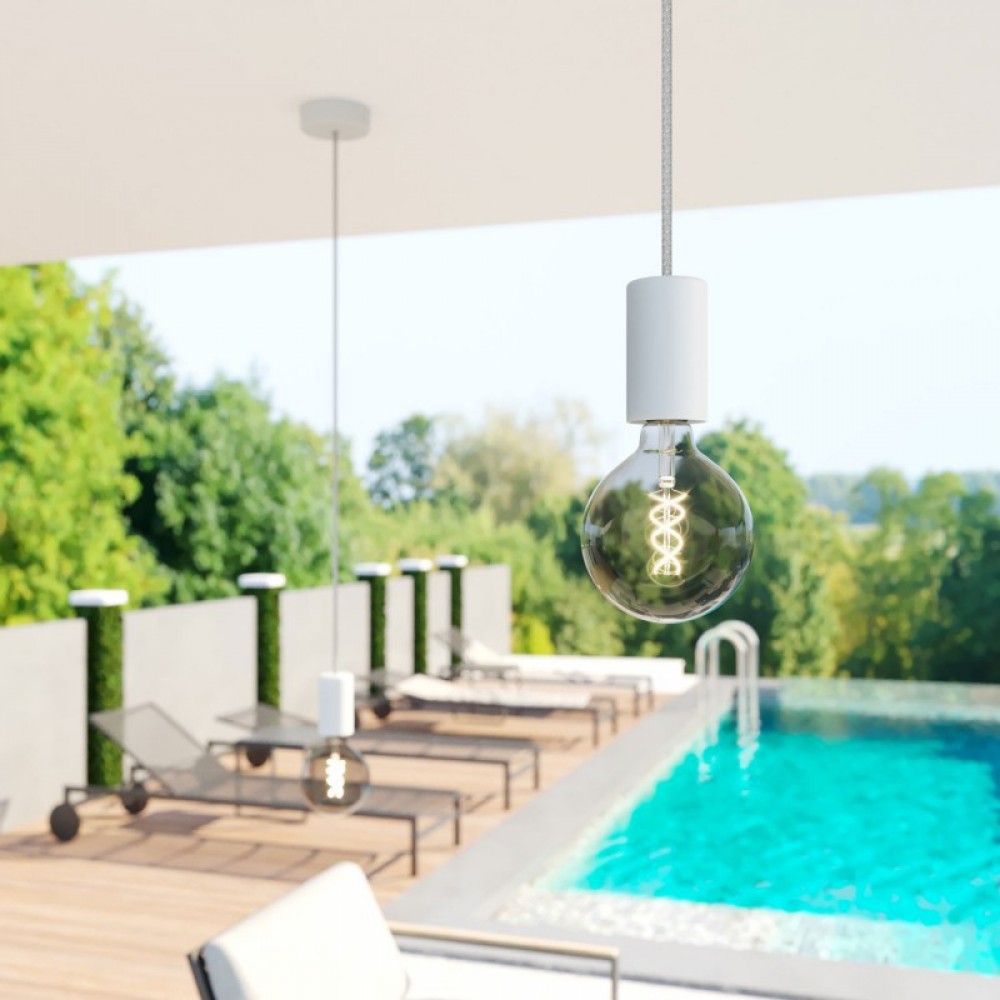 Στρογγυλό Υφασμάτινο Καλώδιο Εξωτερικού Χώρου Γκρι Φυσικό Λινό SN02 - IP65 Συμβατό Με EIVA Συστήματα - Creative Cables