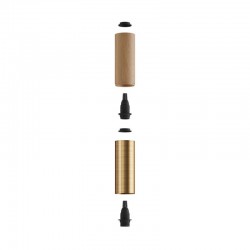 Ξύλινο Σποτ και μεταλλικό Tub-E14, με διπλό συνδυασμό και ντουί Ε14 ροδέλα Φυσικό Ξύλο - Χρυσό Ματ - Creative Cables