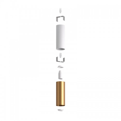 Σωληνωτό Φωτιστικό Σποτ Μεταλλικό Tub-E14 διπλό Λευκό ΜΑΤ - Μπρονζέ - Creative Cables