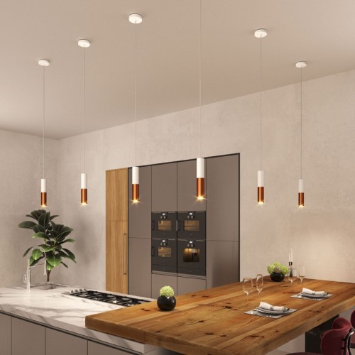 Σωληνωτό Φωτιστικό Σποτ Μεταλλικό Tub-E14 διπλό Λευκό ΜΑΤ - Χάλκινο Αντικέ - Creative Cables