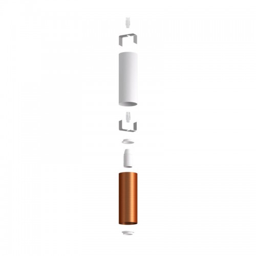 Σωληνωτό Φωτιστικό Σποτ Μεταλλικό Tub-E14 διπλό Λευκό ΜΑΤ - Χάλκινο Αντικέ - Creative Cables