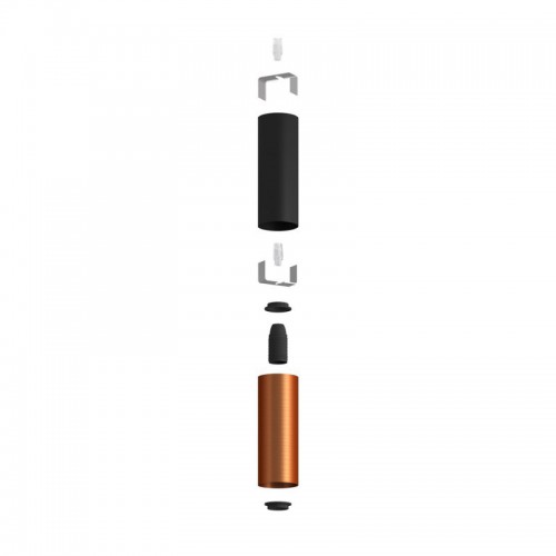 Σωληνωτό Φωτιστικό Σποτ Μεταλλικό Tub-E14 διπλό Μαύρο - Χάλκινο Αντικέ - Creative Cables