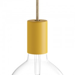 Ντουί Μεταλλικό Πλακέ E27 Παστέλ, με Εσωτερικό Στήριγμα Καλωδίου, Μουσταρδί - Creative Cables