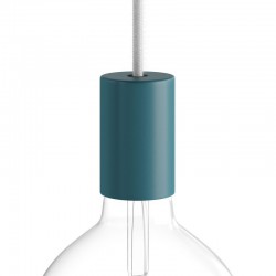 Ντουί Μεταλλικό Πλακέ E27 Παστέλ, με Εσωτερικό Στήριγμα Καλωδίου, Πετρόλ - Creative Cables