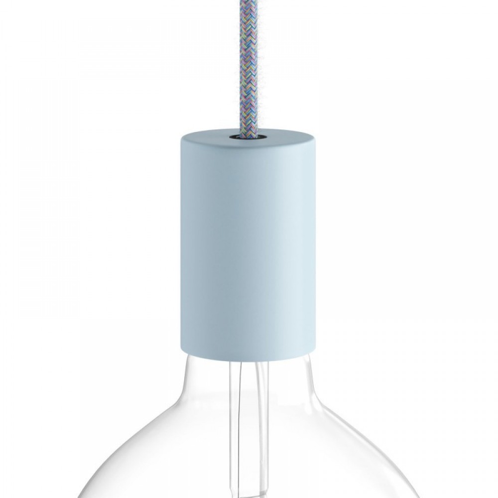 Ντουί Μεταλλικό Πλακέ E27 Παστέλ, με Εσωτερικό Στήριγμα Καλωδίου, Απαλό Γαλάζιο - Creative Cables