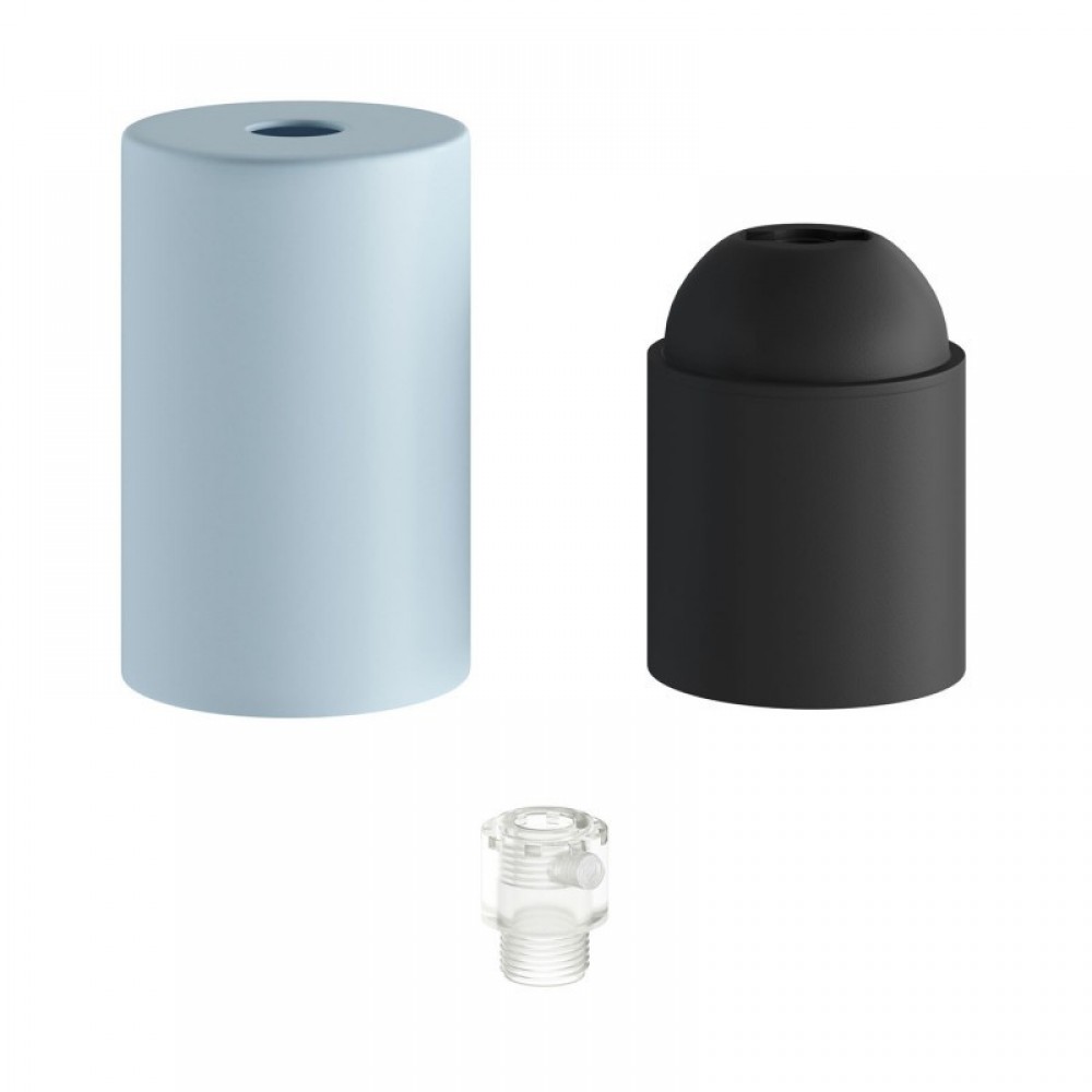 Ντουί Μεταλλικό Πλακέ E27 Παστέλ, με Εσωτερικό Στήριγμα Καλωδίου, Απαλό Γαλάζιο - Creative Cables