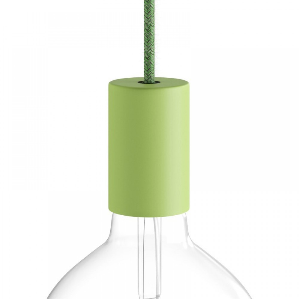 Ντουί Μεταλλικό Πλακέ E27 Παστέλ, με Εσωτερικό Στήριγμα Καλωδίου, Απαλό Πράσινο - Creative Cables