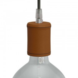 Ντουί Ξύλινο Ε27 Καλυμμένο Με Δέρμα, Καφέ - Creative Cables