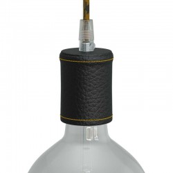 Ντουί Ξύλινο Ε27 Καλυμμένο Με Δέρμα, Μαύρο- Creative Cables