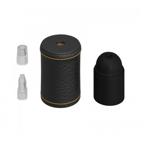 Ντουί Ξύλινο Ε27 Καλυμμένο Με Δέρμα, Μαύρο- Creative Cables