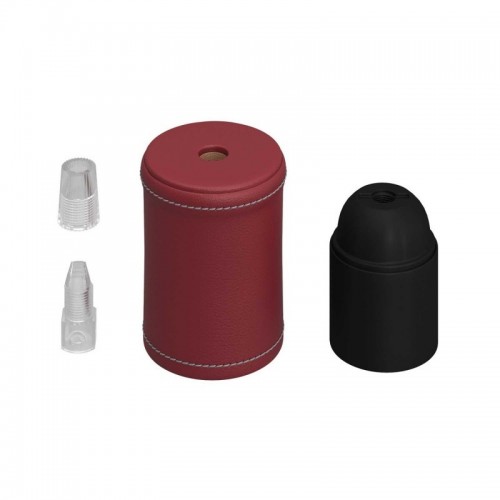 Ντουί Ξύλινο Ε27 Καλυμμένο Με Δέρμα, Κόκκινο- Creative Cables