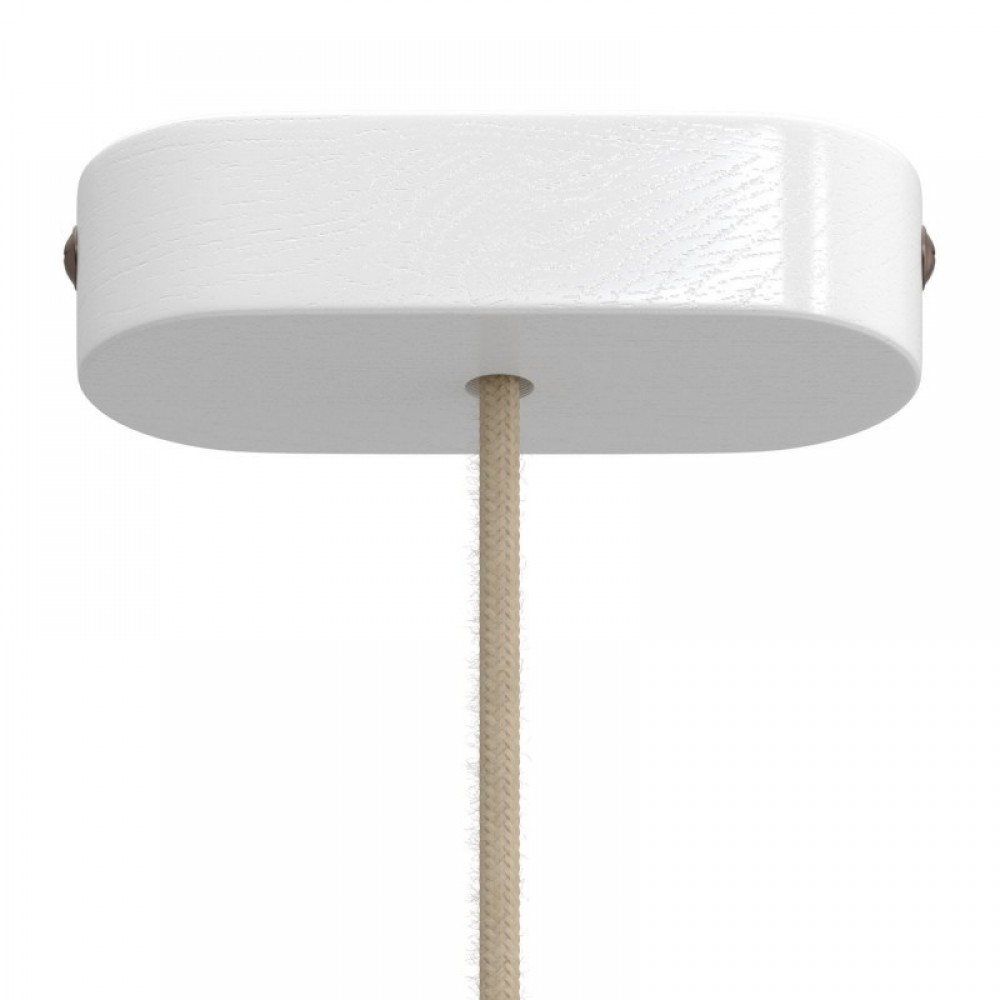 Ροζέτα Φωτιστικού Ξύλινη Οβάλ για Υφασμάτινο Καλώδιο - Χρώμα Λευκό - Creative Cables