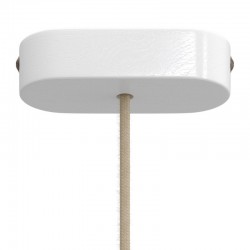 Ροζέτα Φωτιστικού Ξύλινη Οβάλ για Υφασμάτινο Καλώδιο - Χρώμα Λευκό - Creative Cables