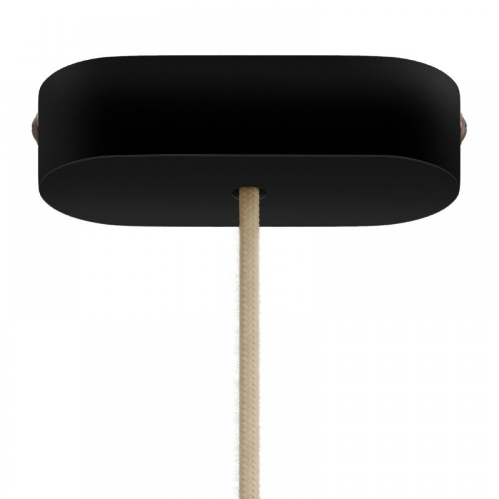 Ροζέτα Φωτιστικού Ξύλινη Οβάλ για Υφασμάτινο Καλώδιο - Χρώμα Μαύρο - Creative Cables
