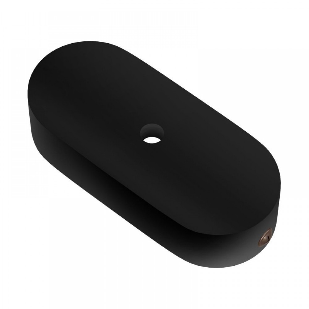 Ροζέτα Φωτιστικού Ξύλινη Οβάλ για Υφασμάτινο Καλώδιο - Χρώμα Μαύρο - Creative Cables