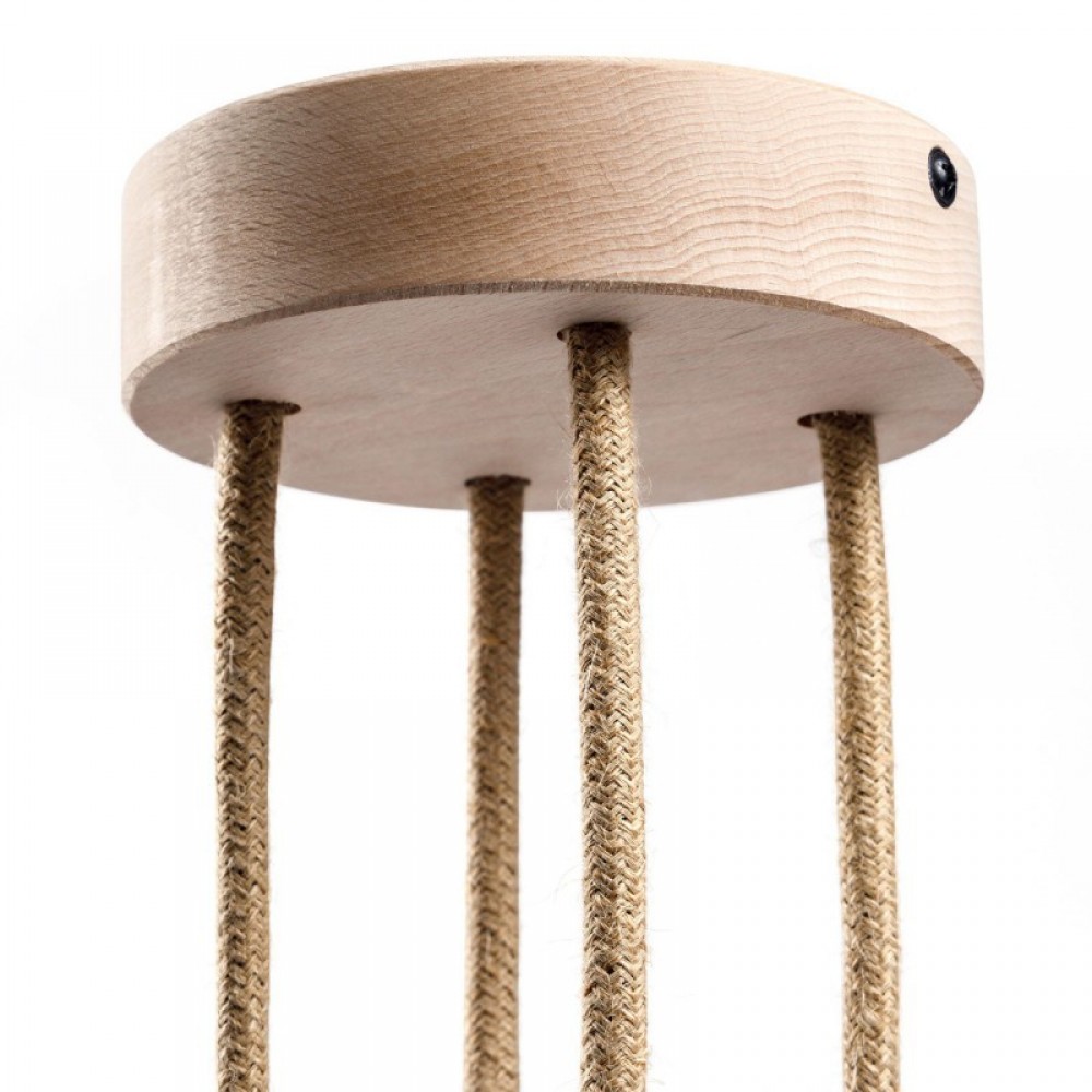 Ροζέτα Φωτιστικού Ξύλινη με 4 Τρύπες για Υφασμάτινο Καλώδιο - Χρώμα Neutral - Creative Cables