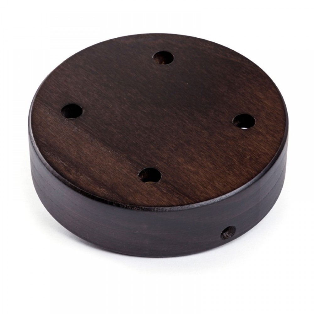 Ροζέτα Φωτιστικού Ξύλινη με 4 Τρύπες για Υφασμάτινο Καλώδιο - Wenge Εφέ - Creative Cables