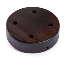 Ροζέτα Φωτιστικού Ξύλινη με 4 Τρύπες για Υφασμάτινο Καλώδιο - Wenge Εφέ - Creative Cables