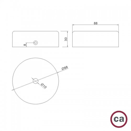 Ροζέτα Φωτιστικού Ξύλινη Mini με μία Τρύπα για Υφασμάτινο Καλώδιο, Wenge Εφέ - Creative Cables