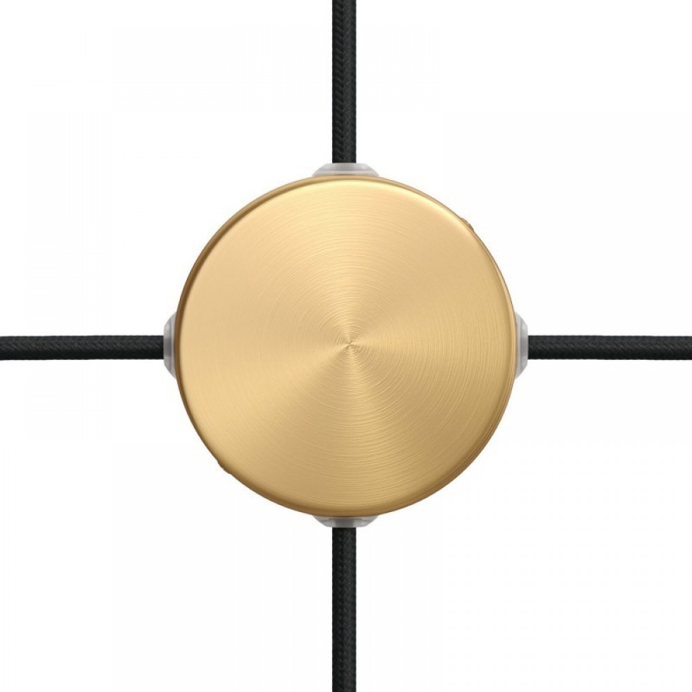 Mini Ροζέτα Μεταλλική Κουτί Διακλάδωσης πλακέ με 4 τρύπες στο πλάι - Μπρονζέ Creative Cables