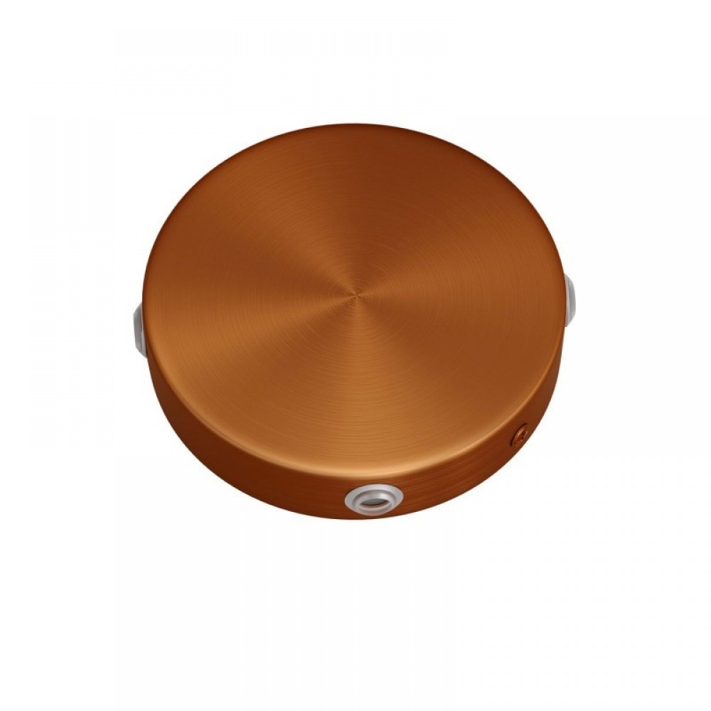 Mini Ροζέτα Μεταλλική Κουτί Διακλάδωσης πλακέ με 4 τρύπες στο πλάι - Χάλκινο Αντικέ Creative Cables