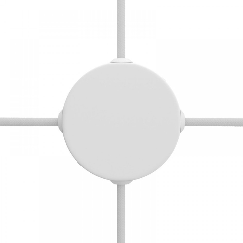 Mini Ροζέτα Μεταλλική Κουτί Διακλάδωσης πλακέ με 4 τρύπες στο πλάι - Λευκό ΜΑΤ Creative Cables